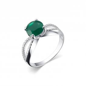 Серебряное кольцо Дар К-5141рс40900 с фианитом и агатом К-5141рс40900 фото