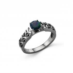 Серебряное кольцо Дар К-5143чрс11716216 с фианитом и опалом К-5143чрс11716216 фото