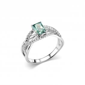 Серебряное кольцо Дар К-5160рс1613900 с фианитом, Параиба и муассанитом К-5160рс1613900 фото