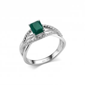Серебряное кольцо Дар К-5160рс40900 с фианитом и агатом К-5160рс40900 фото