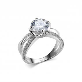 Серебряное кольцо Дар К-5162рс1612800 с фианитом и муассанитом К-5162рс1612800 фото