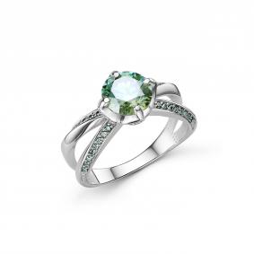 Серебряное кольцо Дар К-5162рс16139 с Параиба и муассанитом К-5162рс16139 фото