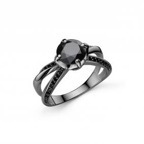 Серебряное кольцо Дар К-5162чрс16140216 с фианитом и муассанитом К-5162чрс16140216 фото