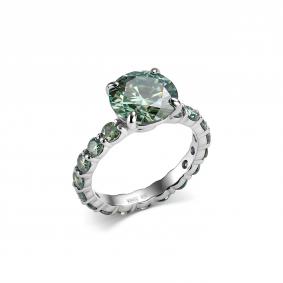 Серебряное кольцо Дар К-5165рс16139 с Параиба и муассанитом К-5165рс16139 фото