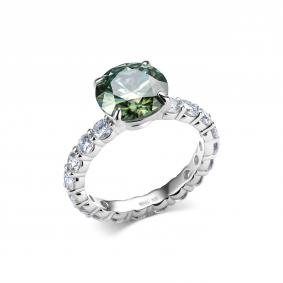 Серебряное кольцо Дар К-5165рс16139128 с Параиба и муассанитом К-5165рс16139128 фото