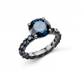 Серебряное кольцо Дар К-5165чрс16156 с сапфиром и муассанитом К-5165чрс16156 фото