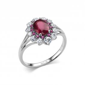 Серебряное кольцо Дар К-5166рс111516128915 с рубином и муассанитом К-5166рс111516128915 фото