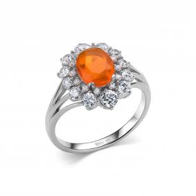 Серебряное кольцо Дар К-5166рс4147200 с фианитом и опалом К-5166рс4147200 фото