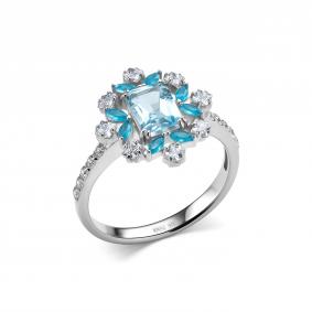 Серебряное кольцо Дар К-5167рс402135200 с топазом, фианитом, кварцем и агатом К-5167рс402135200 фото