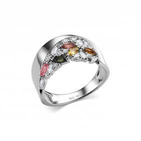 Серебряное кольцо Дар К-5173рс42800 с фианитом и турмалином К-5173рс42800 фото