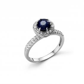Серебряное кольцо Дар К-5174рс110800 с фианитом и сапфиром К-5174рс110800 фото
