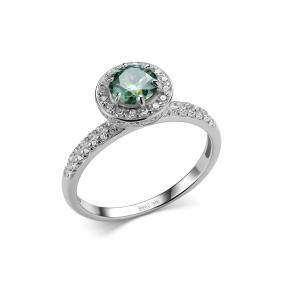 Серебряное кольцо Дар К-5174рс1613900 с фианитом, Параиба и муассанитом К-5174рс1613900 фото