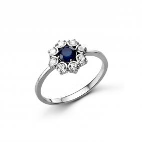 Серебряное кольцо Дар К-5175рс110800 с фианитом и сапфиром К-5175рс110800 фото
