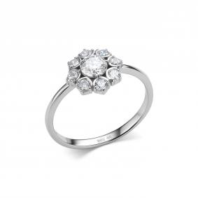Серебряное кольцо Дар К-5175рс1612800 с фианитом и муассанитом К-5175рс1612800 фото