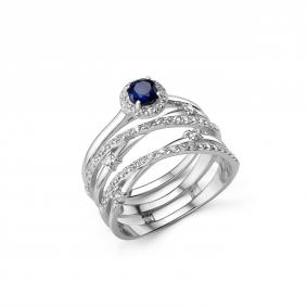 Серебряное кольцо Дар К-5176рс110800 с фианитом и сапфиром К-5176рс110800 фото