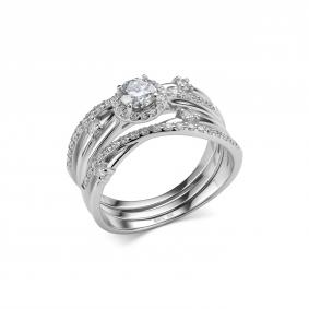 Серебряное кольцо Дар К-5176рс1612800 с фианитом и муассанитом К-5176рс1612800 фото