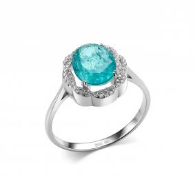 Серебряное кольцо Дар К-5180рс413500 с фианитом, кварцем, горным хрусталём, турмалином и Параиба К-5180рс413500 фото