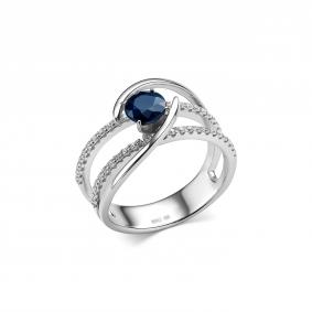 Серебряное кольцо Дар К-5189рс110800 с фианитом и сапфиром К-5189рс110800 фото