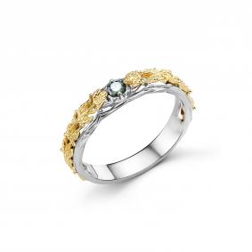 Серебряное кольцо Дар К-5190рлзс16139 с Параиба и муассанитом К-5190рлзс16139 фото