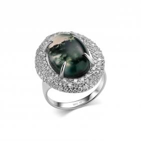 Серебряное кольцо Дар К-5191рк411900 с фианитом и агатом К-5191рк411900 фото