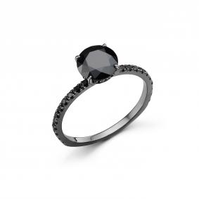 Серебряное кольцо Дар К-5194чрс16140216 с фианитом и муассанитом К-5194чрс16140216 фото