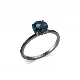 Серебряное кольцо Дар К-5194чрс411216 с фианитом и Лондон топазом К-5194чрс411216 фото