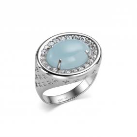 Серебряное кольцо Дар К-5195рк42500 с фианитом и аквамарином К-5195рк42500 фото