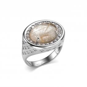 Серебряное кольцо Дар К-5195рк46500 с фианитом и кварцем К-5195рк46500 фото