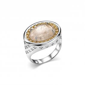 Серебряное кольцо Дар К-5195рлз465274 с фианитом и кварцем К-5195рлз465274 фото