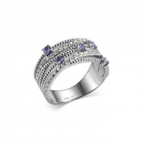 Серебряное кольцо Дар К-5196рс46400 с фианитом и танзанитом К-5196рс46400 фото