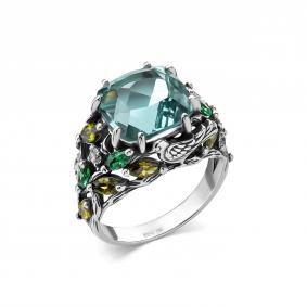 Серебряное кольцо Дар К-5207ос4122227600 с фианитом и празиолитом К-5207ос4122227600 фото
