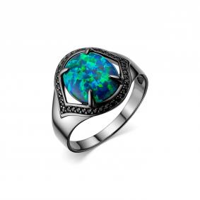 Серебряное кольцо Дар К-5208чрк776216 с фианитом и опалом К-5208чрк776216 фото