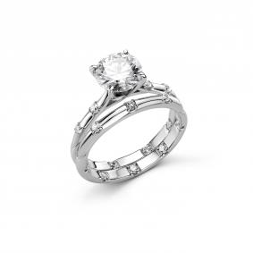 Серебряное кольцо Дар К-5210рс1612800 с фианитом и муассанитом К-5210рс1612800 фото