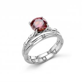 Серебряное кольцо Дар К-5210рс1616100 с фианитом и муассанитом К-5210рс1616100 фото