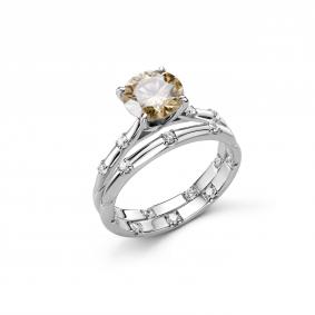 Серебряное кольцо Дар К-5210рс162000 с фианитом и муассанитом К-5210рс162000 фото