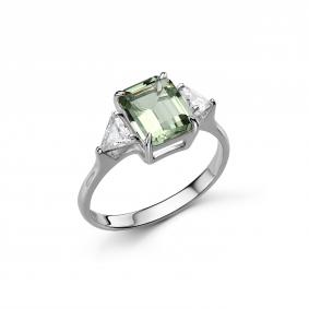 Серебряное кольцо Дар К-5229/1рс412200 с фианитом и празиолитом К-5229/1рс412200 фото
