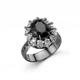Серебряное кольцо Дар К-5231чрс416200 с фианитом и шпинелью К-5231чрс416200 фото
