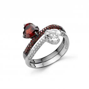 Серебряное кольцо Дар К-5232рчрс4042927800 с фианитом, гранатом и горным хрусталём К-5232рчрс4042927800 фото