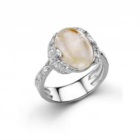 Серебряное кольцо Дар К-5235рк46500 с фианитом и кварцем К-5235рк46500 фото