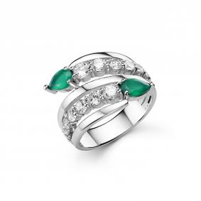 Серебряное кольцо Дар К-5239рс40900 с фианитом и агатом К-5239рс40900 фото