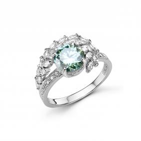 Серебряное кольцо Дар К-5240рс1613900 с фианитом, Параиба и муассанитом К-5240рс1613900 фото