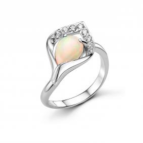 Серебряное кольцо Дар К-5242рк117000 с фианитом и опалом К-5242рк117000 фото