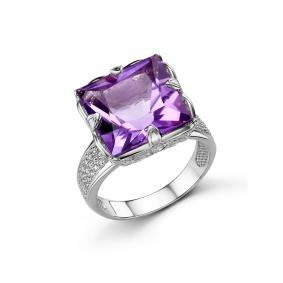 Серебряное кольцо Дар К-5256рс40100 с фианитом и аметистом К-5256рс40100 фото