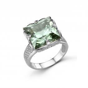 Серебряное кольцо Дар К-5256рс41200 с фианитом и празиолитом К-5256рс41200 фото