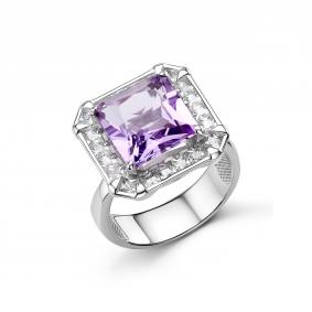 Серебряное кольцо Дар К-5259рс40100 с фианитом и аметистом К-5259рс40100 фото