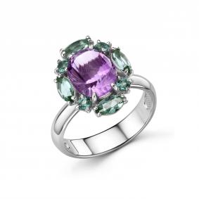Серебряное кольцо Дар К-5261рс4011200 с аметистом и празиолитом К-5261рс4011200 фото