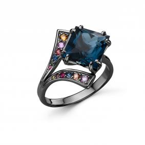 Серебряное кольцо Дар К-5262чрс41111151 с сапфиром и Лондон топазом К-5262чрс41111151 фото