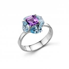 Серебряное кольцо Дар К-5266рс40102 с топазом и аметистом К-5266рс40102 фото