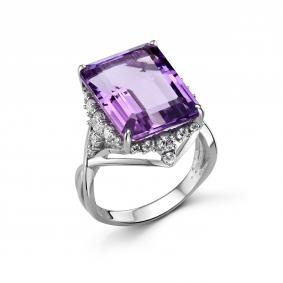 Серебряное кольцо Дар К-5267рс40100 с фианитом и аметистом К-5267рс40100 фото