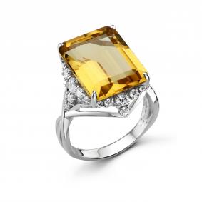 Серебряное кольцо Дар К-5267рс40500 с фианитом и цитрином К-5267рс40500 фото